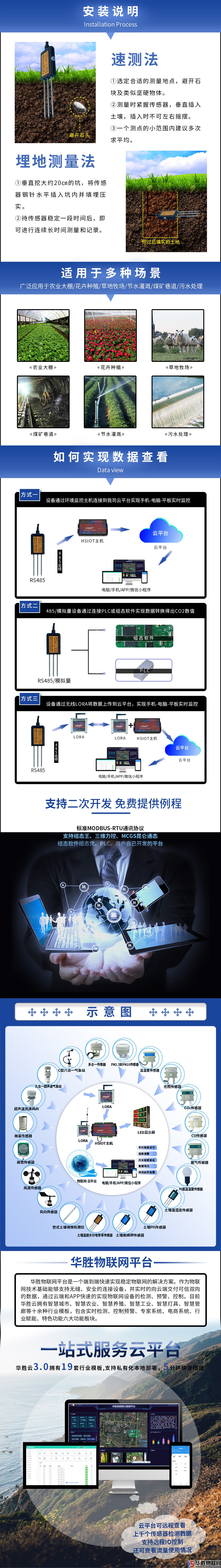 土壤水分溫度電導率三合一傳感器 土壤水分溫度電導率三合一傳感器